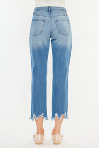 Distressed Frayed Hem Cropped Jeans