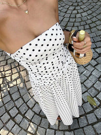 Polka Dot Ruched Strapless Maxi Dress 100100571591283 31 Gifts for Her Jerry's Apparel 