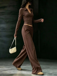 Long-Sleeve Polo Top and Wide-Leg Pants Set 101001218867188 53 Affordable Fashion Under $100 Jerry's Apparel 