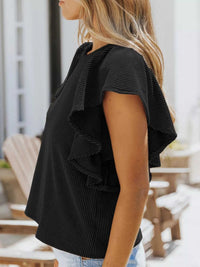 Full Size Ruffled Sleeve Ribbed Knit T-Shirt Plus Size 100100389504988 26 Affordable Fashion Under $100 Jerry's Apparel 