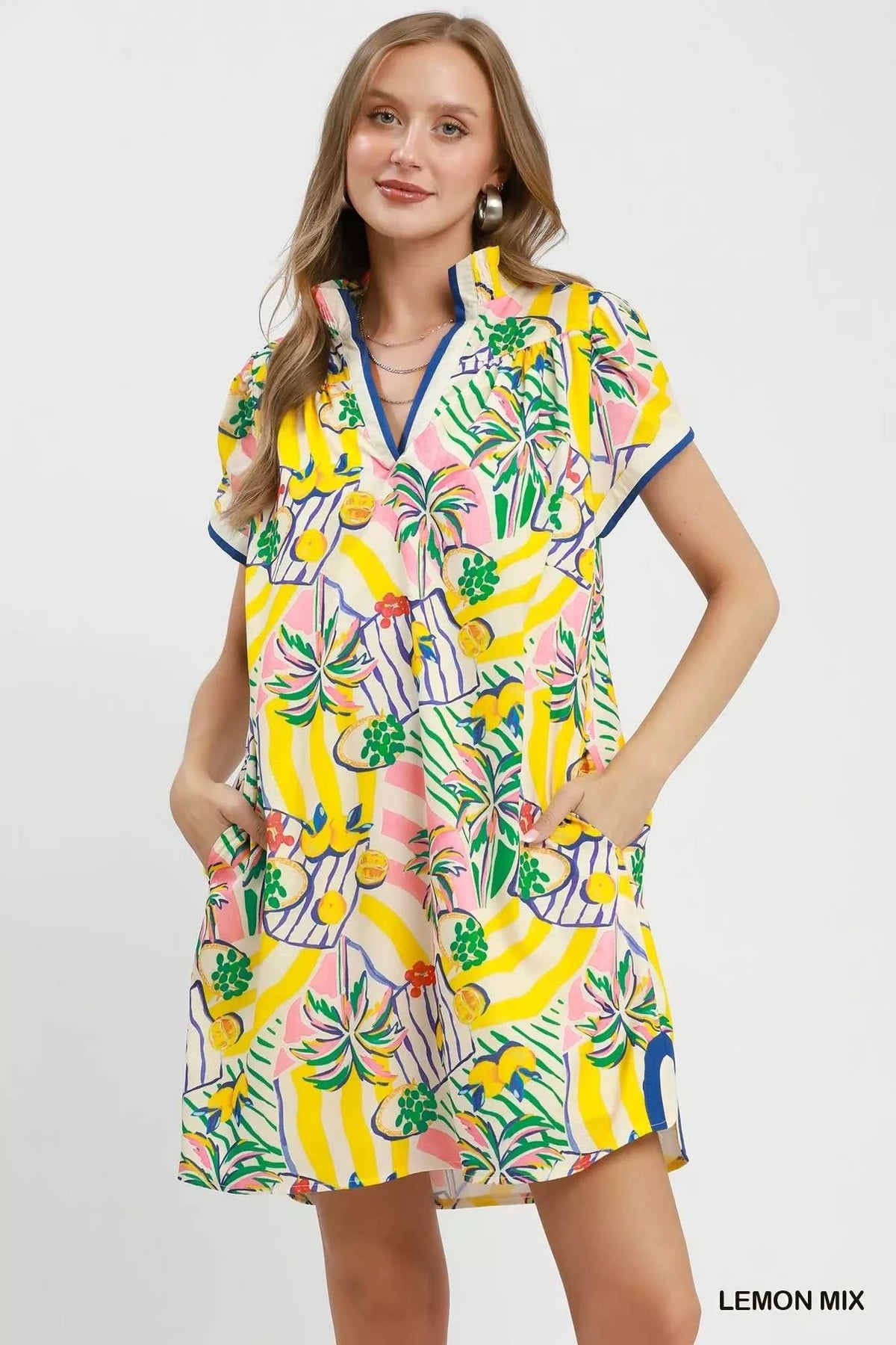 Umgee Tropical Print Collared Shift Dress 100100331671279 57 Affordable Fashion Under $100 Jerry's Apparel 