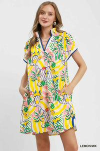 Umgee Tropical Print Collared Shift Dress 100100331671279 57 Affordable Fashion Under $100 Jerry's Apparel 