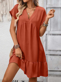 Casual V-Neck Ruffle Hem Mini Dress 100100053087860 30 Affordable Fashion Under $100 Jerry's Apparel 