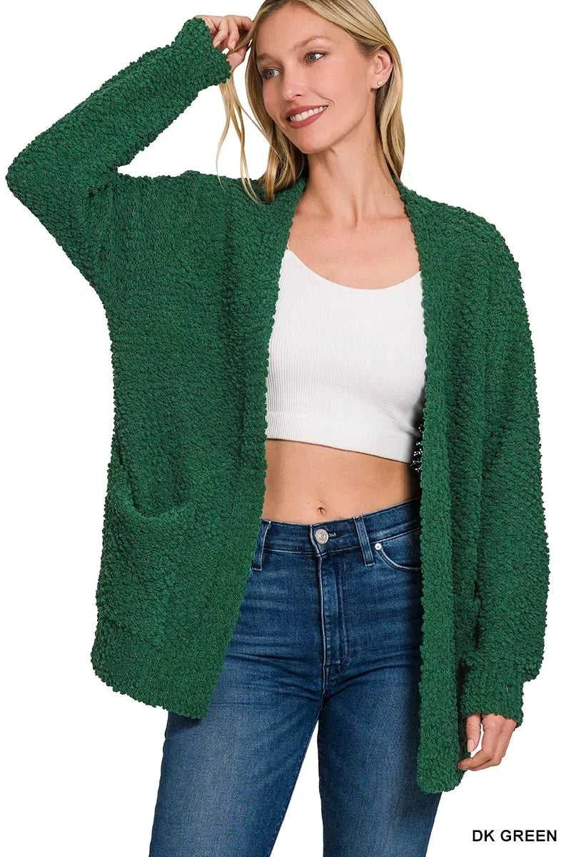 Zenana Long Sleeve Popcorn Sweater Cardigan with Pockets 100100999411302 35 Affordable Fashion Under $100 Jerry's Apparel 