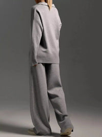 Polo Collar Top and Wide-Leg Pants Set 101001876960393 74 Affordable Fashion Under $100 Jerry's Apparel 