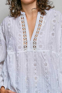 POL Lace Eyelet Long Sleeve Cotton Blouse 100100414481960 66 Affordable Fashion Under $100 Jerry's Apparel 
