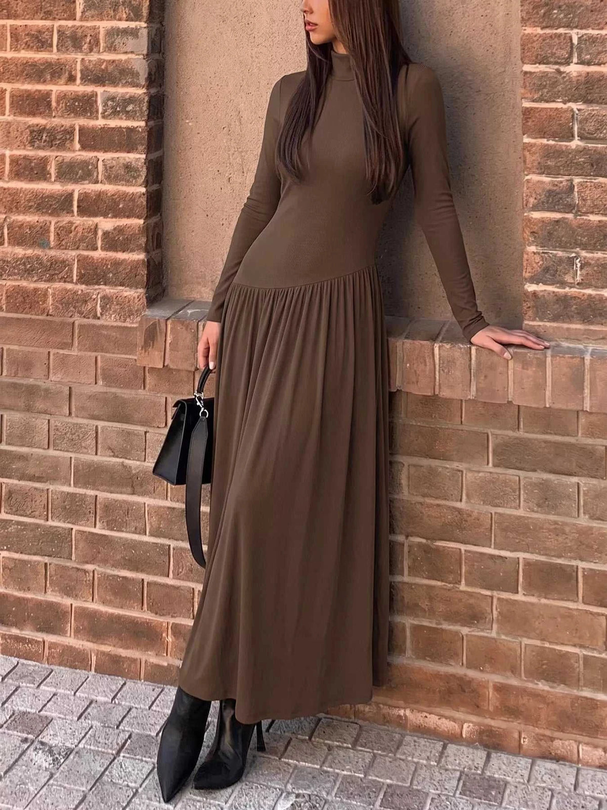 Mock Neck Long Sleeve Midi Dress 100100147422715 46 Affordable Fashion Under $100 Jerry's Apparel 