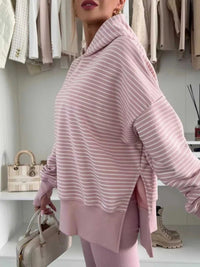Stripe Thumbhole Side Slits Drop Shoulder Loose Fit Hoodie 100100680505816 52 Affordable Fashion Under $100 Jerry's Apparel 