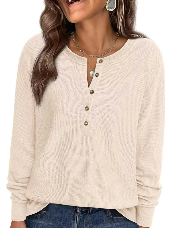 Waffle Knit Henley Long Sleeve T-Shirt 101001290624131 47 Affordable Fashion Under $100 Jerry's Apparel 