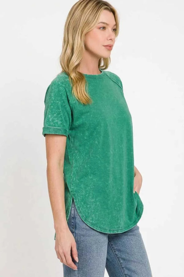 Zenana French Terry Washed Curved Hem Top 100100928831525 25 Affordable Fashion Under $100 Jerry's Apparel 