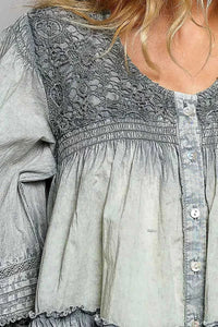 POL Washed Layered Lace Pintuck Flared Woven Blouse 100100275131459 59 Affordable Fashion Under $100 Jerry's Apparel 