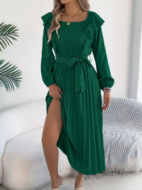 Ruffled Pleated Midi Dress with Waist Tie 101001197851740 44 Affordable Fashion Under $100 Jerry's Apparel 