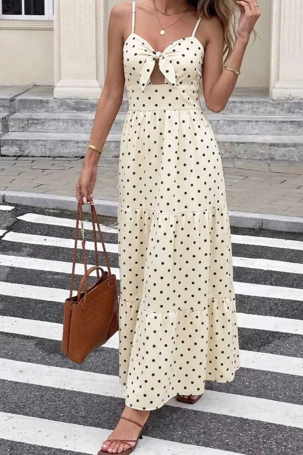 Polka Dot Tie-Front Cutout Maxi Dress 100100443826495 48 Affordable Fashion Under $100 Jerry's Apparel 