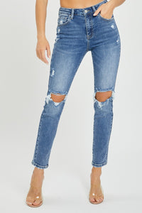 Full Size High Rise Knee Distressed Skinny Jeans