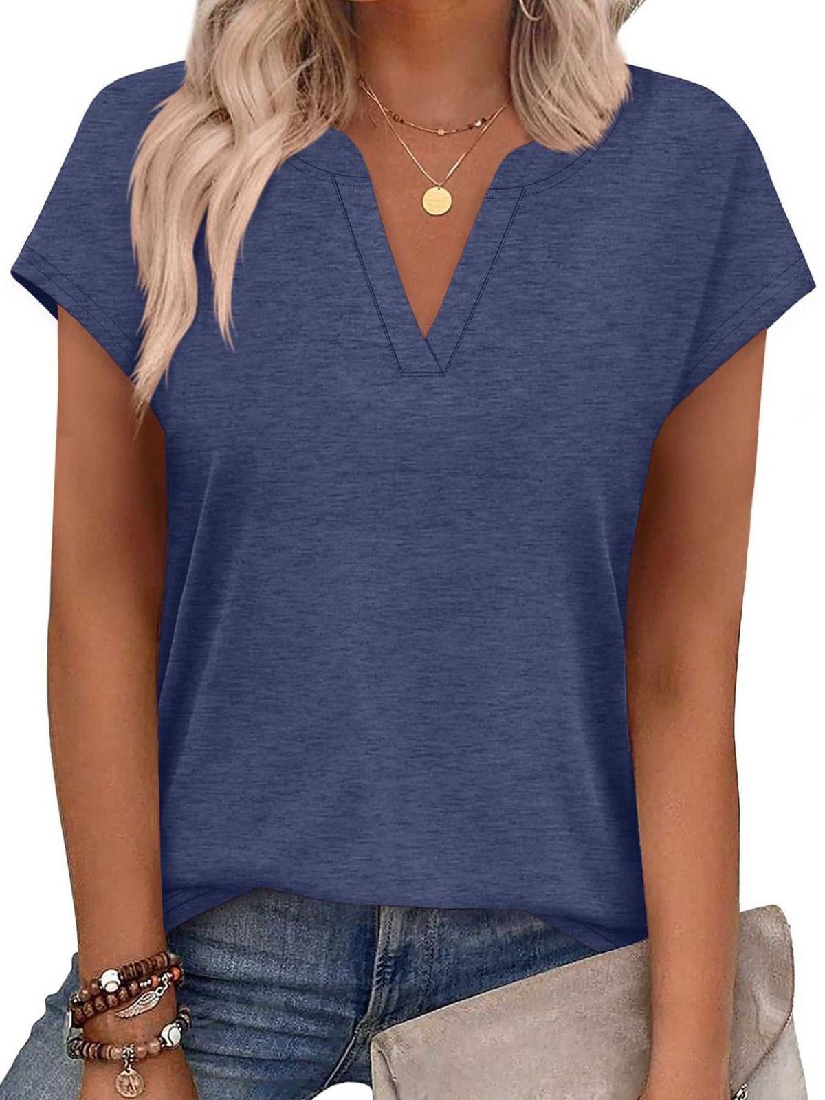 Notched Short Sleeve T-Shirt 100100058945563 25 Affordable Fashion Under $100 Jerry's Apparel 
