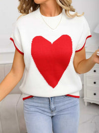 Valentine's Day Heart Graphic Short Sleeve Sweater 100100427412577 40 Affordable Fashion Under $100 Jerry's Apparel 