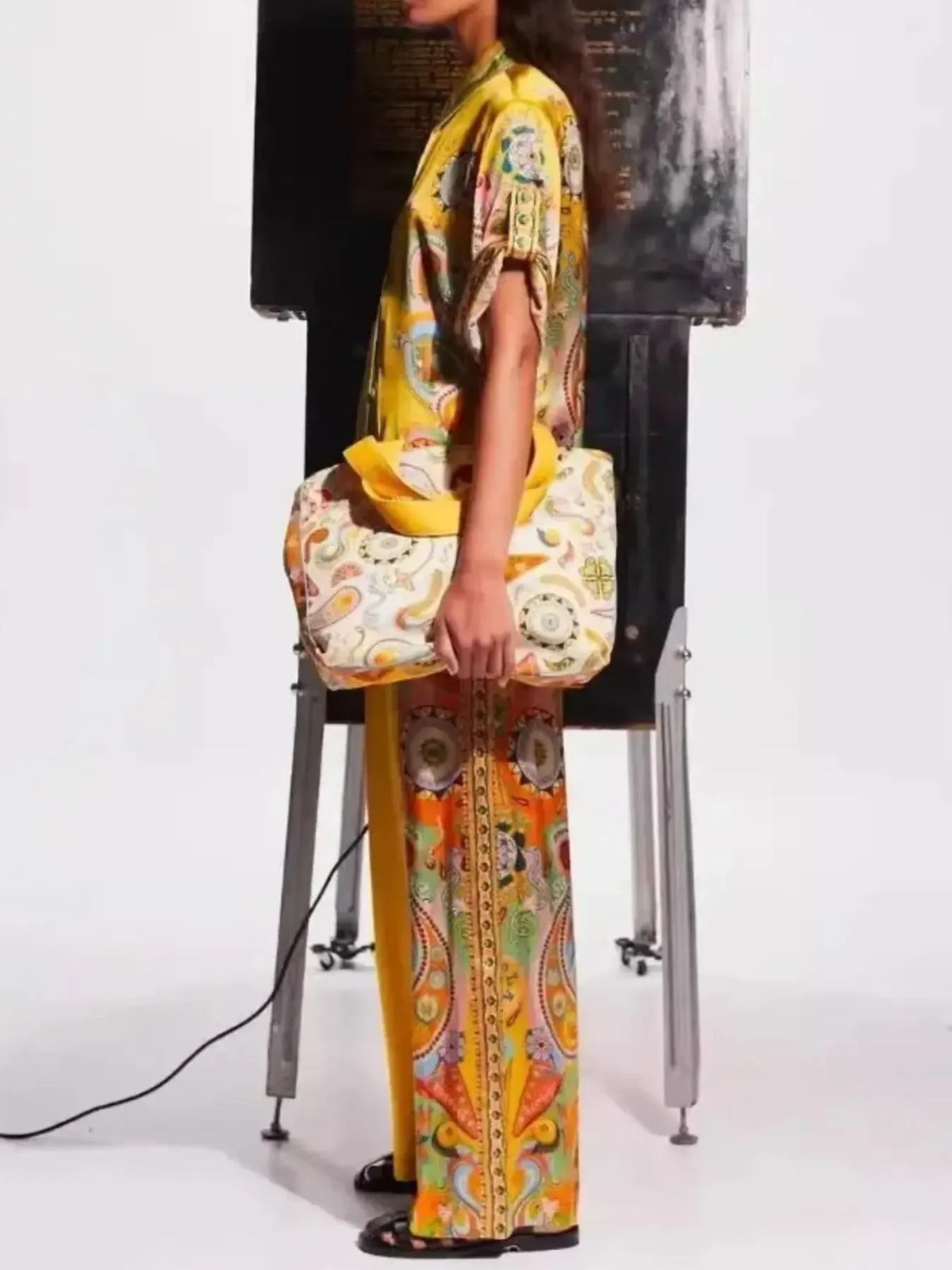 Printed Button Up Shirt and Pants Set