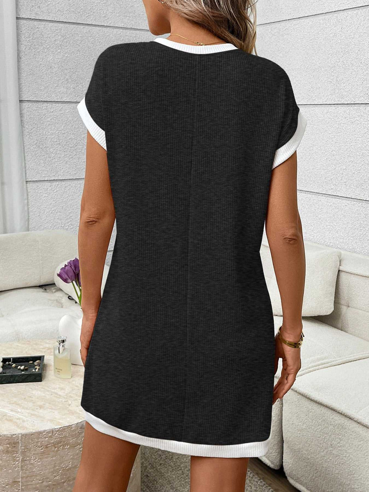 Contrast Trim Ribbed Knit Mini Dress with Pocket 100100281069040 32 Affordable Fashion Under $100 Jerry's Apparel 