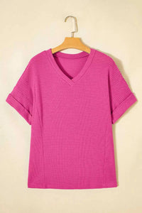 Textured Waffle Knit V-Neck T-Shirt 100100332511740 29 Affordable Fashion Under $100 Jerry's Apparel 