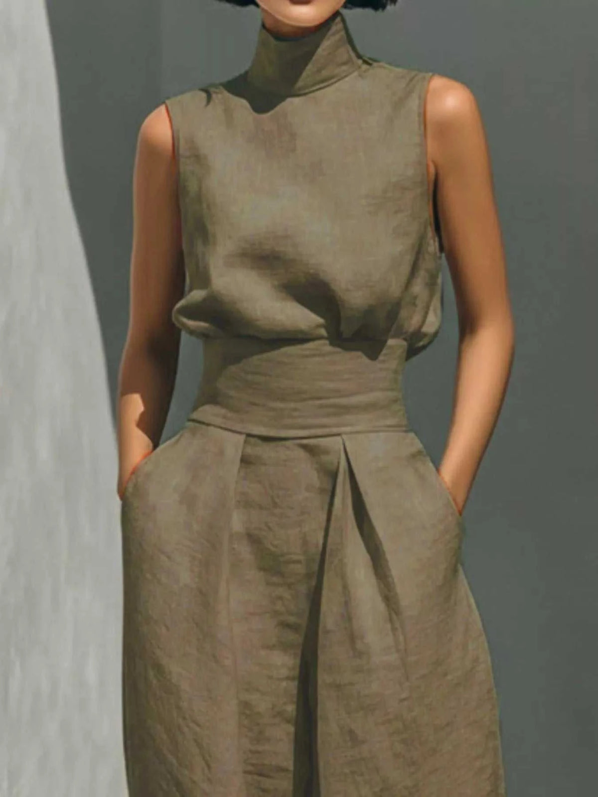 Full Size Turtleneck Sleeveless Top and Wide Leg Pants Set Plus Size 101001144135026 45 Affordable Fashion Under $100 Jerry's Apparel 