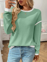 Ribbed Contrast Trim Long Sleeve Top 100100078754062 40 Affordable Fashion Under $100 Jerry's Apparel 