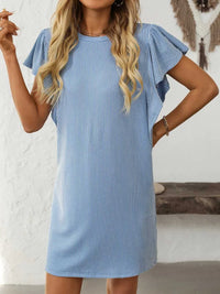Mandy Ruffled Round Neck Short Sleeve Dress 100100862091074 26 Affordable Fashion Under $100 Jerry's Apparel 