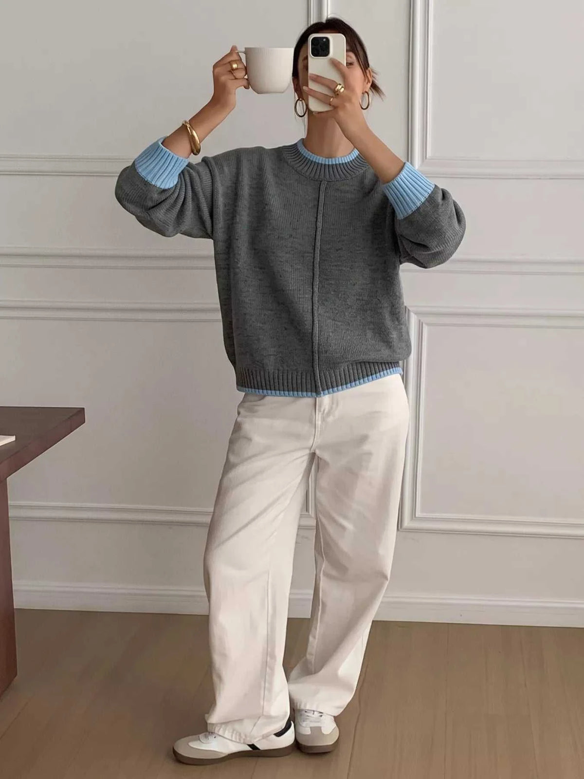 Contrast Trim Crew Neck Sweater 101002961234893 51 Affordable Fashion Under $100 Jerry's Apparel 