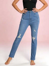 High-Waisted Distressed Jeans 100100550939009 40 Affordable Fashion Under $100 Jerry's Apparel 