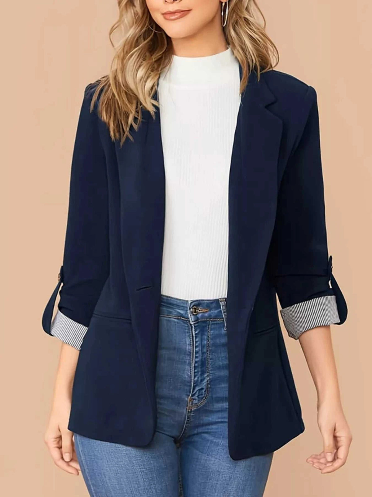 One Button Roll-Up Sleeve Blazer 100100199772709 51 Affordable Fashion Under $100 Jerry's Apparel 