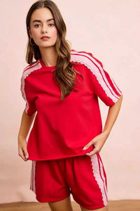 BiBi French Terry Side Lace Detail Short Sleeves Top 100100237661933 42 Affordable Fashion Under $100 Jerry's Apparel 