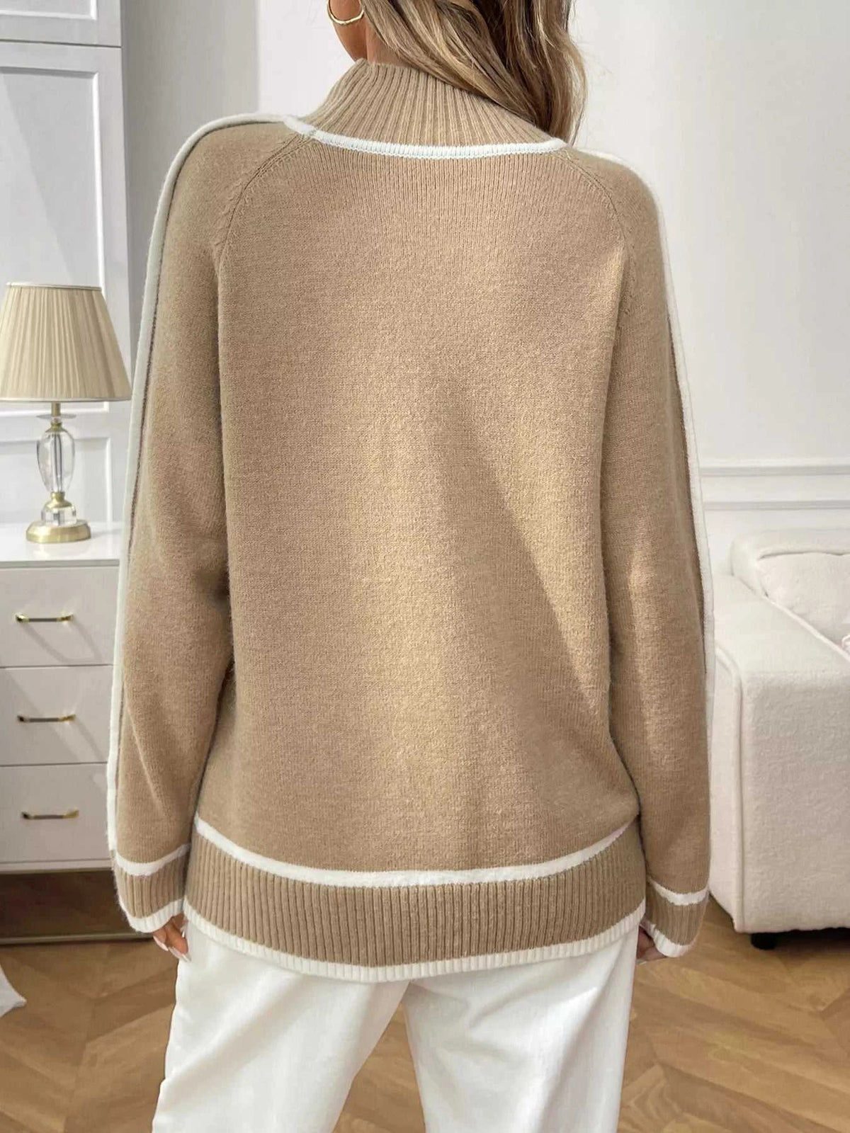 Contrast Trim Turtleneck Long Sleeve Sweater 100100412481042 50 Seasonal Fashion Collections Jerry's Apparel 