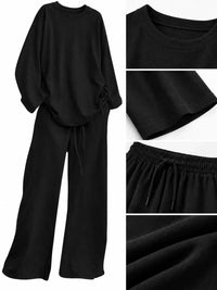 Full Size Round Neck Top and Drawstring Wide-Leg Pants Set Plus Size 101001726920137 48 Gifts for Her Jerry's Apparel 