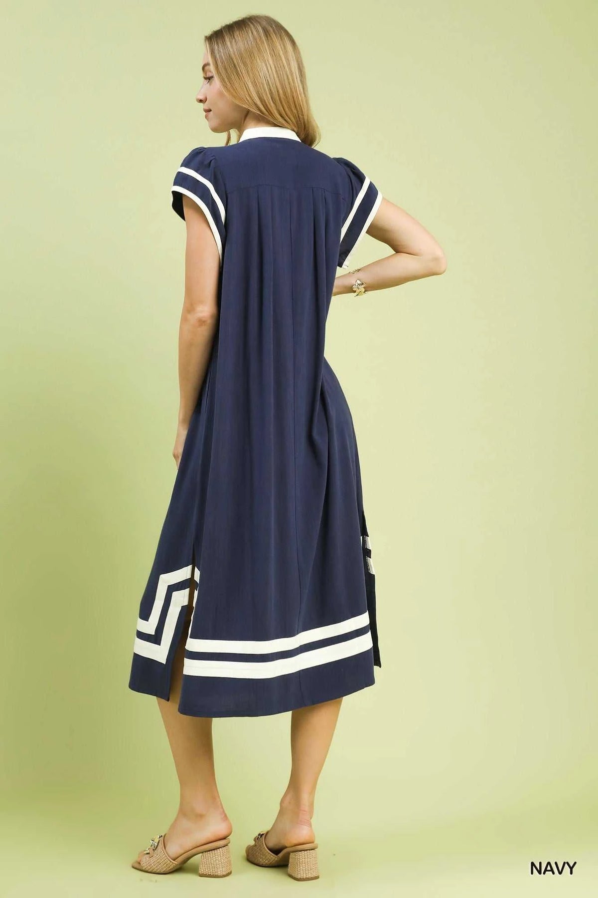 Umgee Linen Cotton Contrast Neckline Midi Dress 100100061321172 62 Affordable Fashion Under $100 Jerry's Apparel 