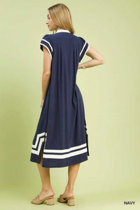Umgee Linen Cotton Contrast Neckline Midi Dress 100100061321172 62 Affordable Fashion Under $100 Jerry's Apparel 