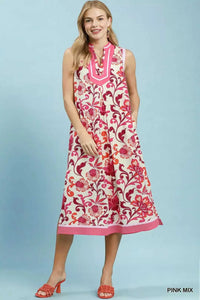 Umgee Floral Scroll Sleeveless Midi Dress 100100591661428 64 Affordable Fashion Under $100 Jerry's Apparel 