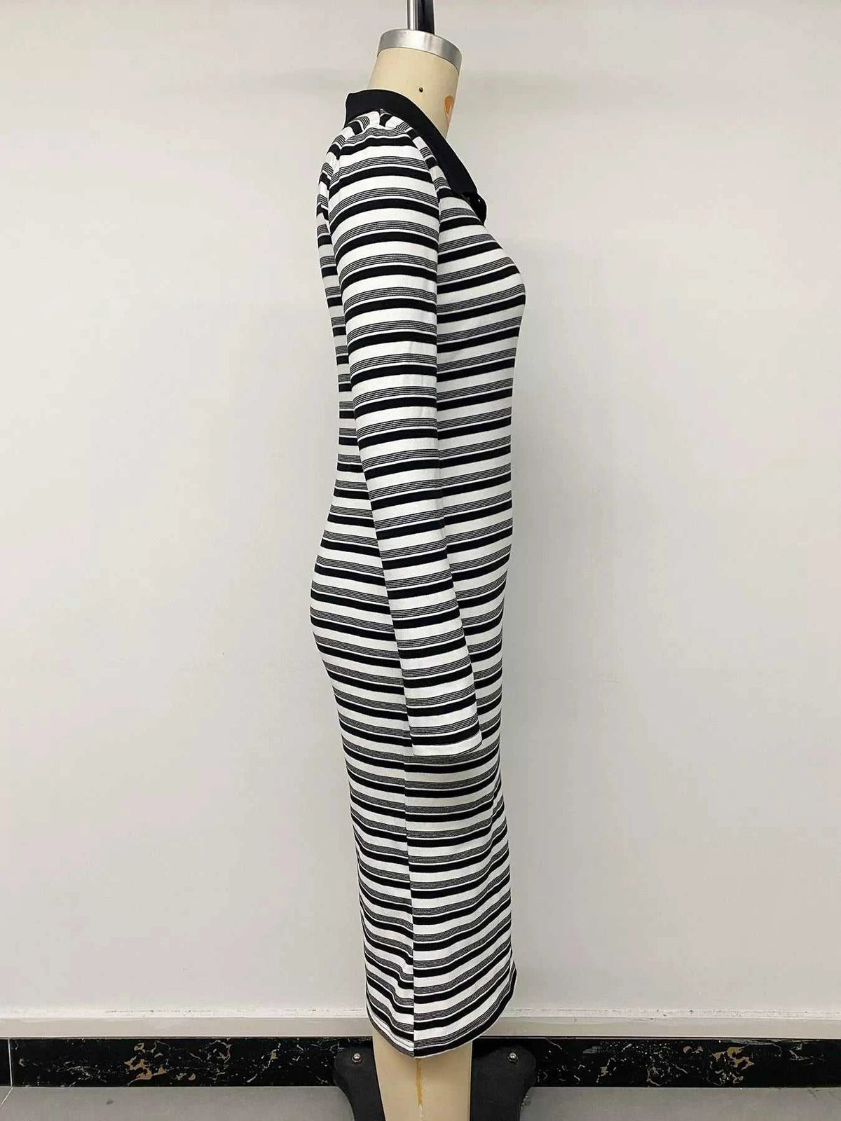 Striped Polo Collar Midi Dress 100100663373032 34 Women's Midi Dress Affordable Boutique Dresses Under $50 Jerry's Apparel 