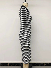 Striped Polo Collar Midi Dress 100100663373032 34 Women's Midi Dress Affordable Boutique Dresses Under $50 Jerry's Apparel 