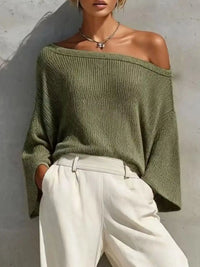 One-Shoulder Knit Top and High-Waisted Pants Set 101001302987869 58 Women's Pants Set Gifts for Her Jerry's Apparel 