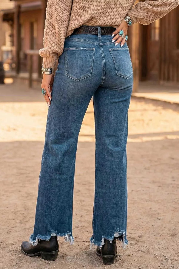 High Waist Frayed Hem Flare Jeans 100100364484186 71 Affordable Fashion Under $100 Jerry's Apparel 