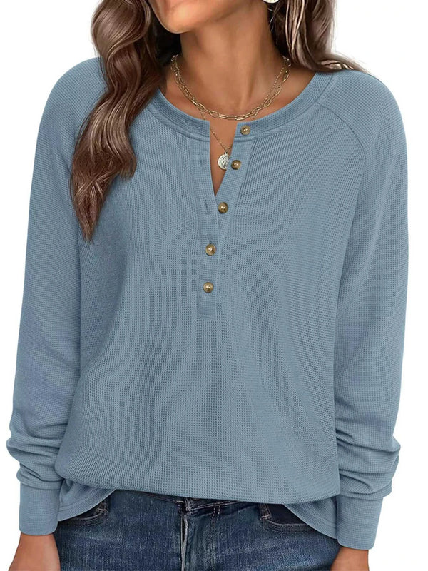 Waffle Knit Henley Long Sleeve T-Shirt 101001290624131 47 Affordable Fashion Under $100 Jerry's Apparel 