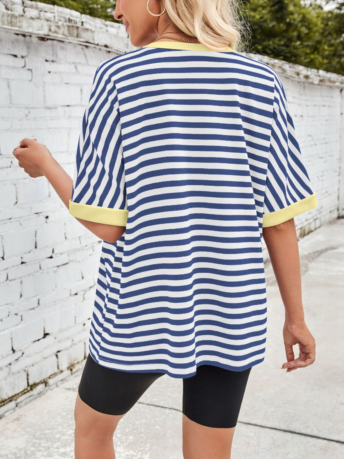 Lovelet Striped Round Neck Half Sleeve T-Shirt