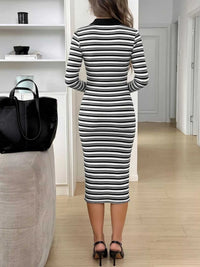 Striped Polo Collar Midi Dress 100100663373032 34 Women's Midi Dress Affordable Boutique Dresses Under $50 Jerry's Apparel 
