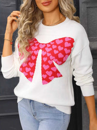 Valentine's Day Heart Bow Round Neck Sweater 100100274618336 49 Affordable Fashion Under $100 Jerry's Apparel 