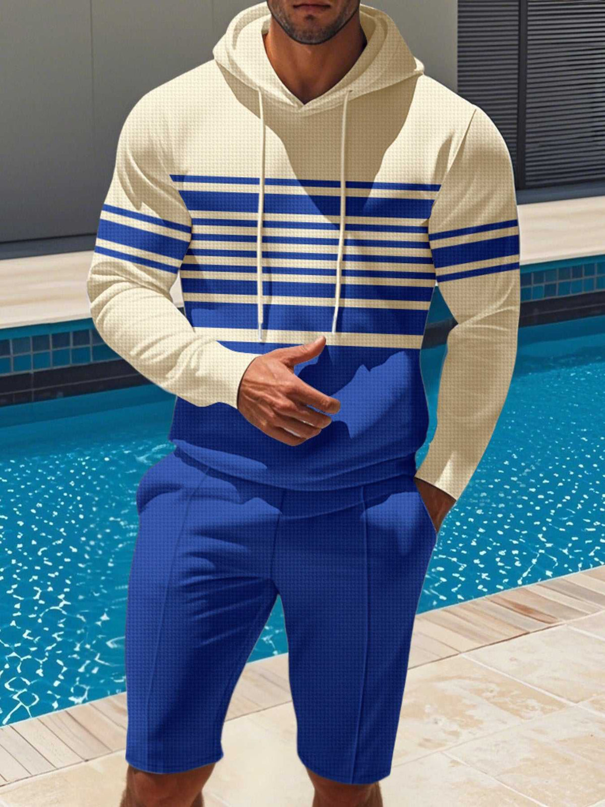 Men's Full Size Striped Hoodie & Shorts Casual Set Plus Size 100400695113580 41 Affordable Fashion Under $100 Jerry's Apparel 