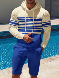 Men's Full Size Striped Hoodie & Shorts Casual Set Plus Size 100400695113580 41 Affordable Fashion Under $100 Jerry's Apparel 