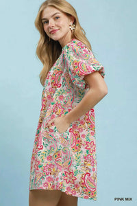Umgee Paisley Floral Puff Sleeve Shift Dress 100100754521876 55 Gifts for Her Jerry's Apparel 