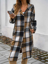 Devine Plaid Long Sleeve Hooded Coat 100100235621127 45 Affordable Fashion Under $100 Jerry's Apparel 