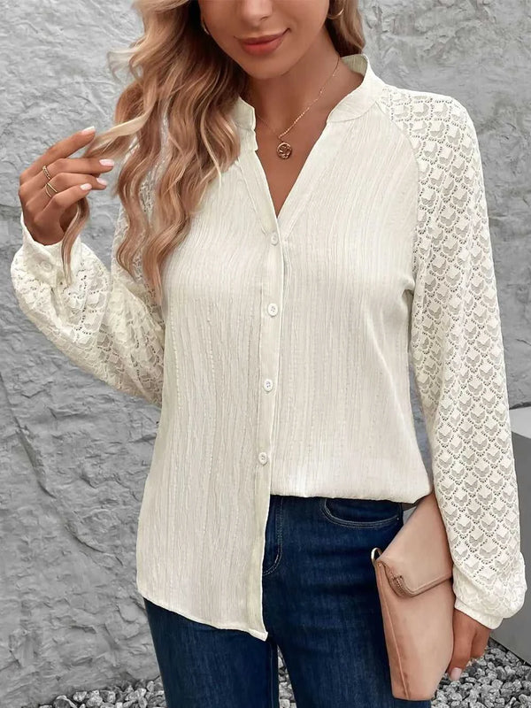 Perfee Textured Notched Long Sleeve Shirt 100100102351434 40 Affordable Fashion Under $100 Jerry's Apparel 