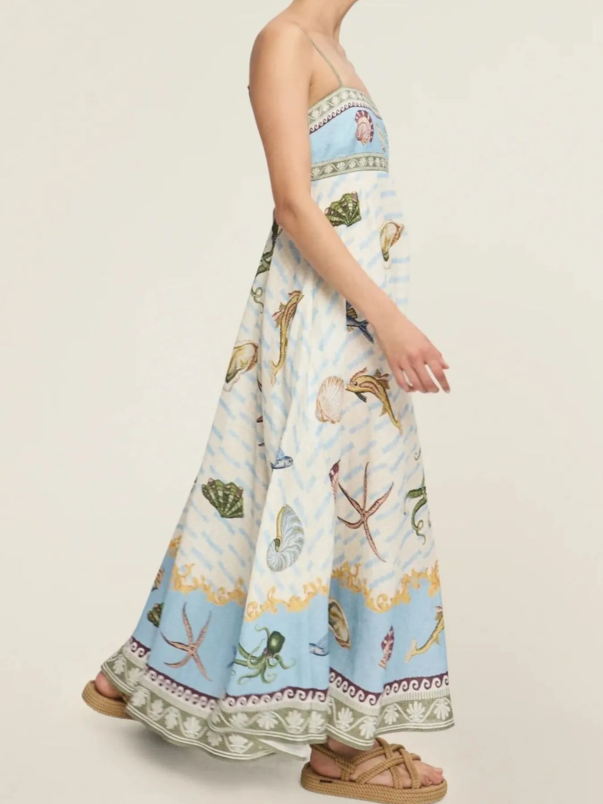 Printed Square Neck Maxi Cami Dress