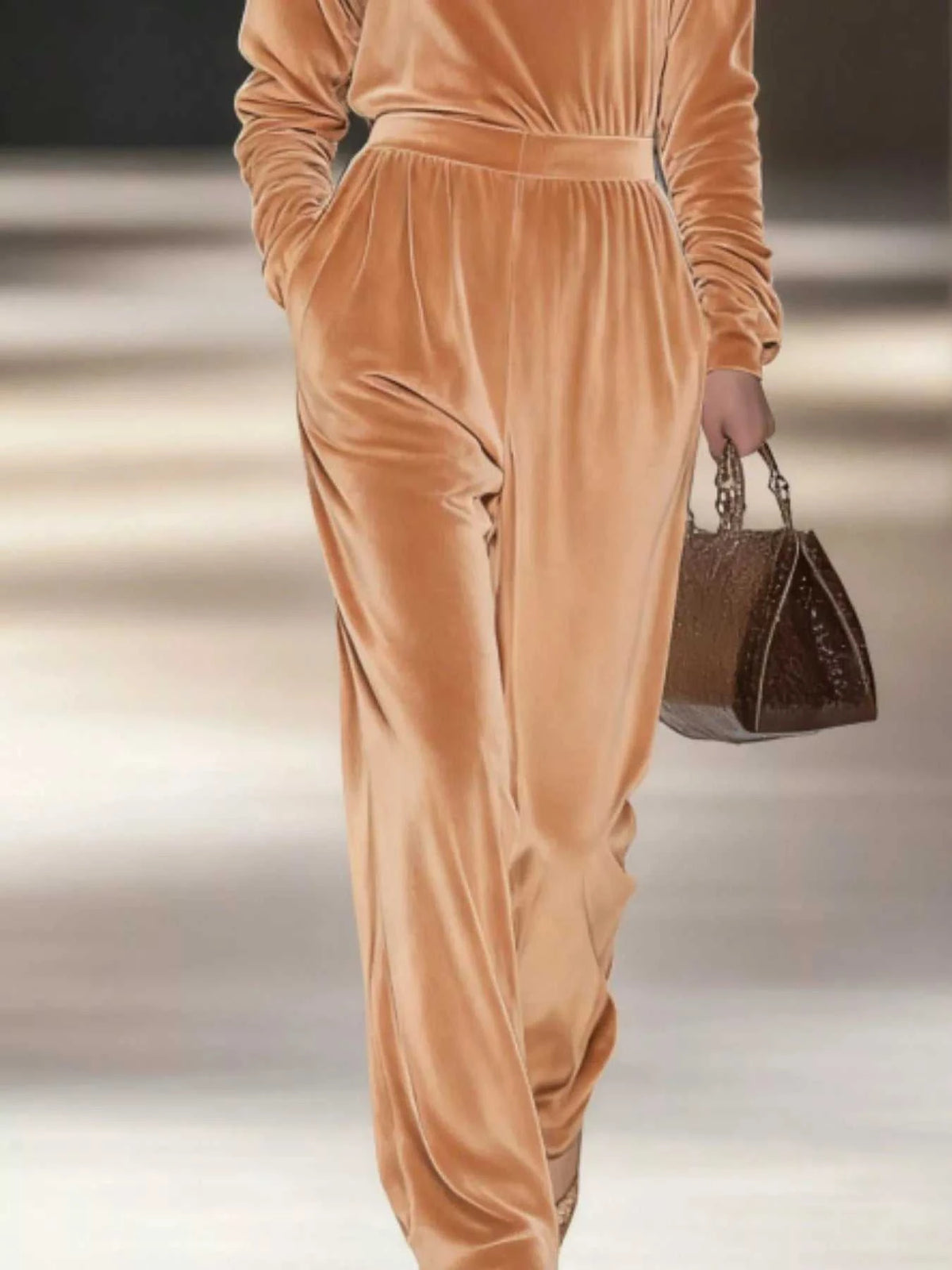 Full Size Velvet Turtleneck Long Sleeve Top and Wide-Leg Pants Set Plus Size 101001423619230 50 Affordable Fashion Under $100 Jerry's Apparel 
